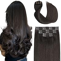 Vista 15 de Sindra Extensiones de cabello humano real con pinzas, 18 pulgadas, extensiones de cabello humano real Remy lacio para mujer, 4.23 oz, 6