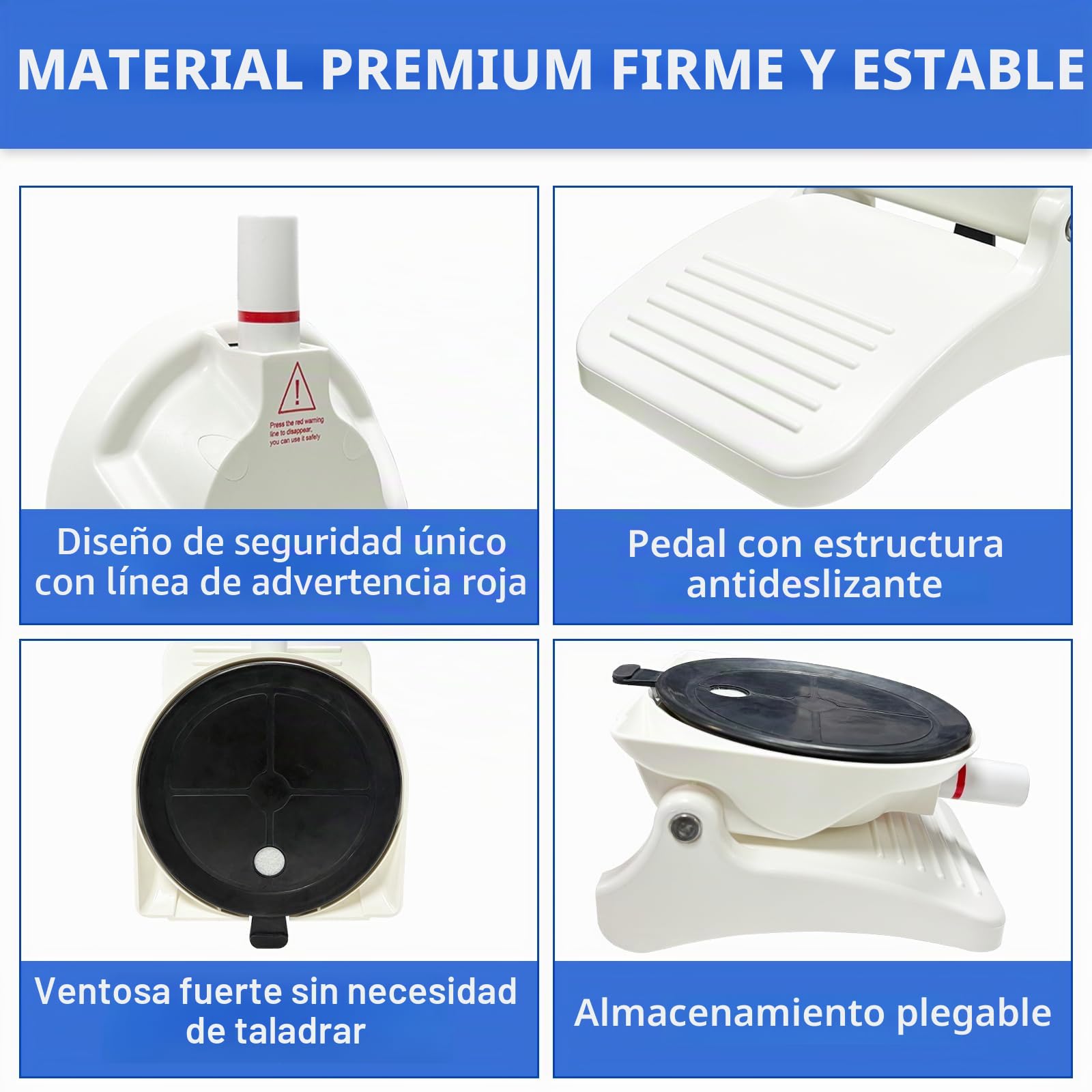 Reposapiés de ducha mejorado para afeitarse piernas con ventosa