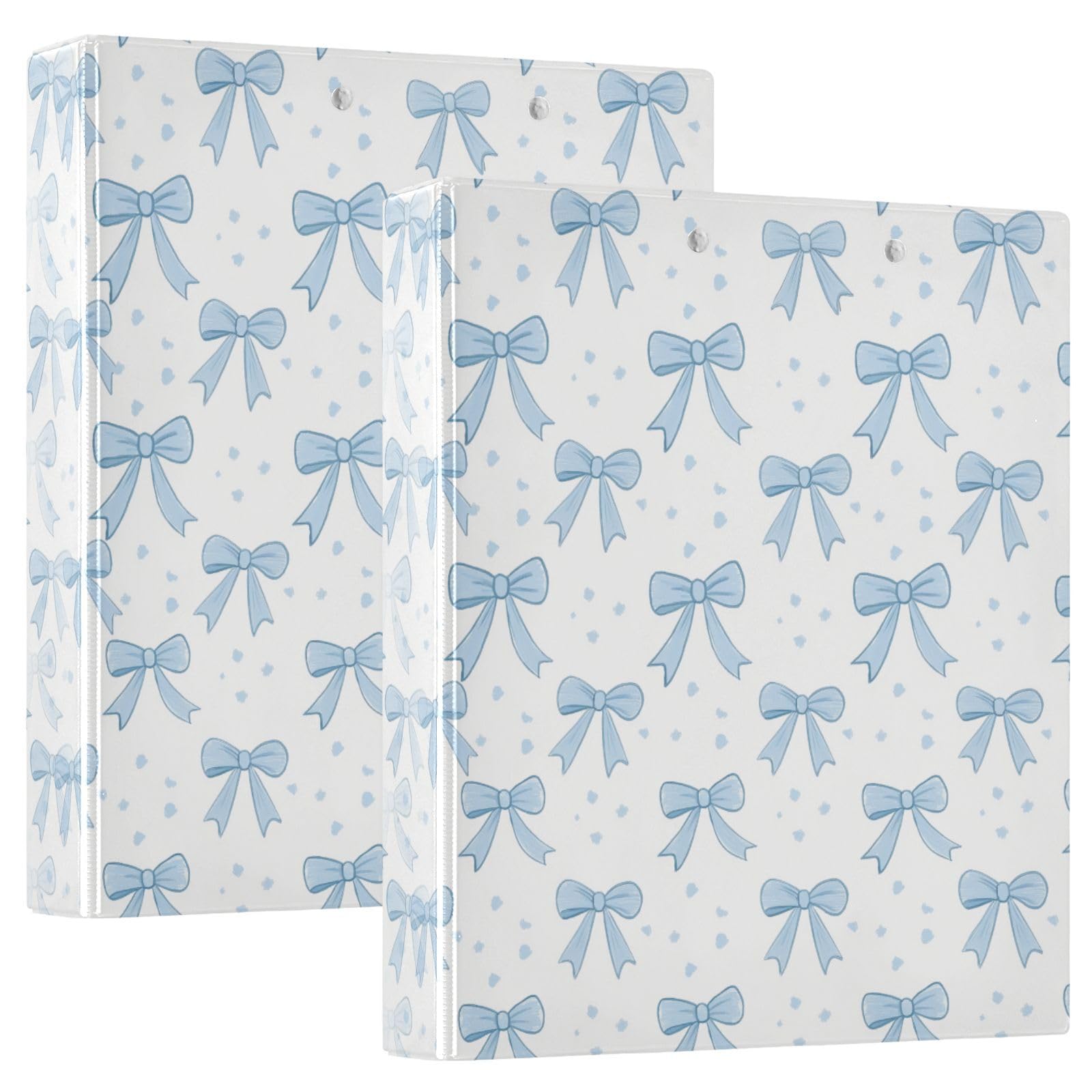 Jihqo Blue Bows 3 Ring Binder Round Ring Binders Organizer Clear View Holds 200 Sheets, 1 Pack