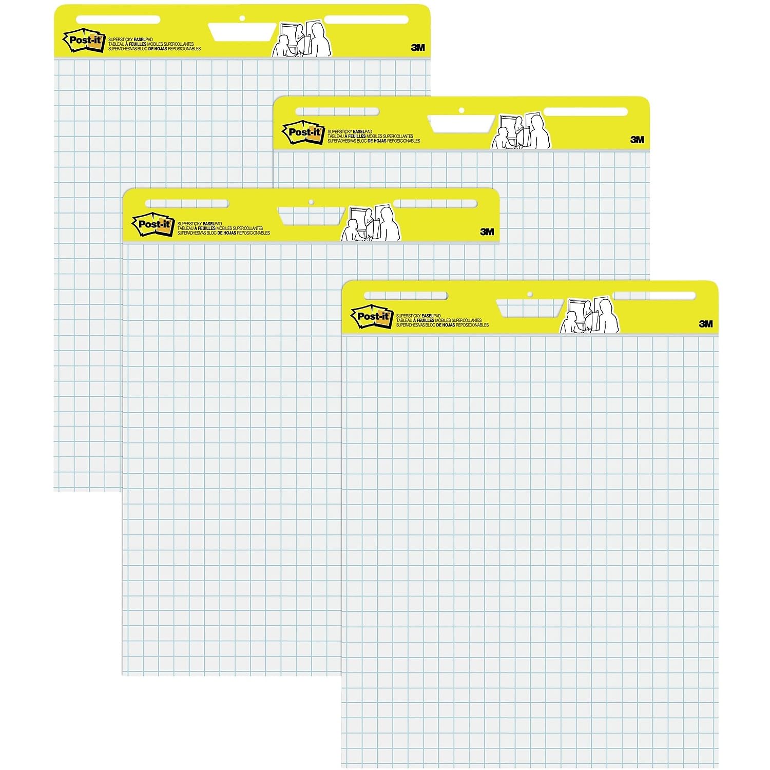 Post-it 560VAD4PK Easel Pad,Self-Stick,Faint Grid,30 Sheets,25-Inch x30-Inch,4/CT,WE