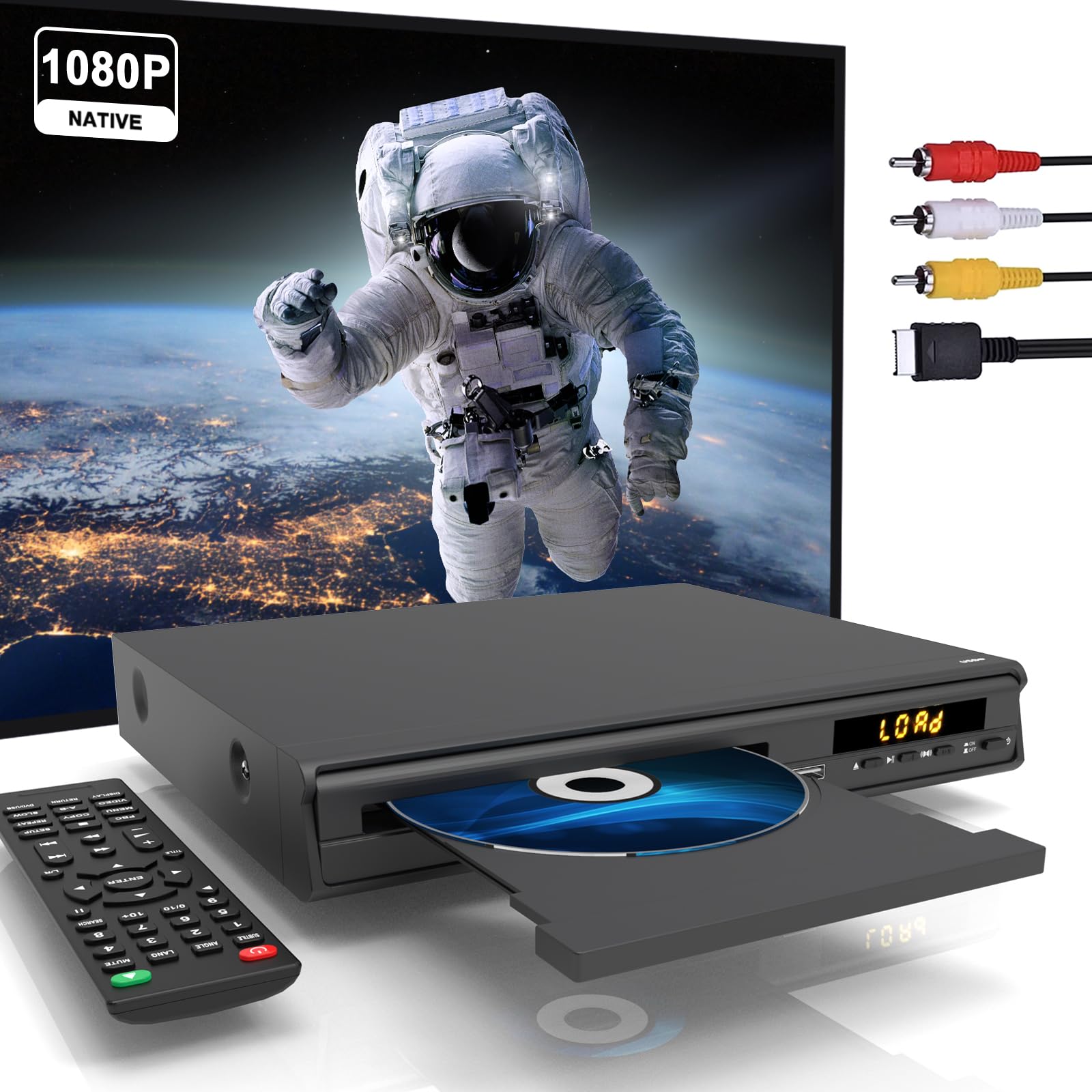 Reproductor DVD HDMI 1080P, Reproductor DVD Multirregión para TV, Conexiones HDMI/AV/Entrada USB/Entrada de Micrófono, Sistema NTSC/PAL, Control Remoto, Compatibilidad con Todas Las Regiones