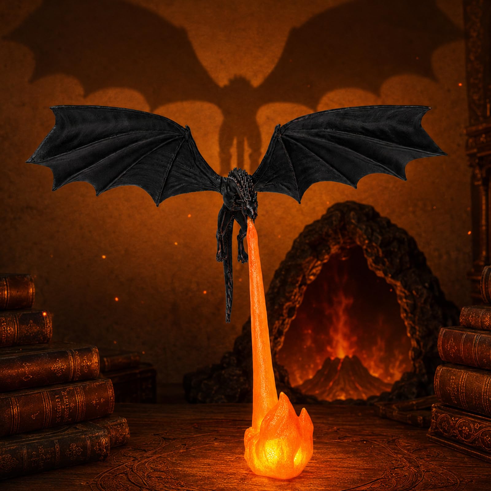View 1 of [Only the flame, missing everything else] Dragon Light, 3D Dragon Lamp for Bookshelf Decor with Fire Effect