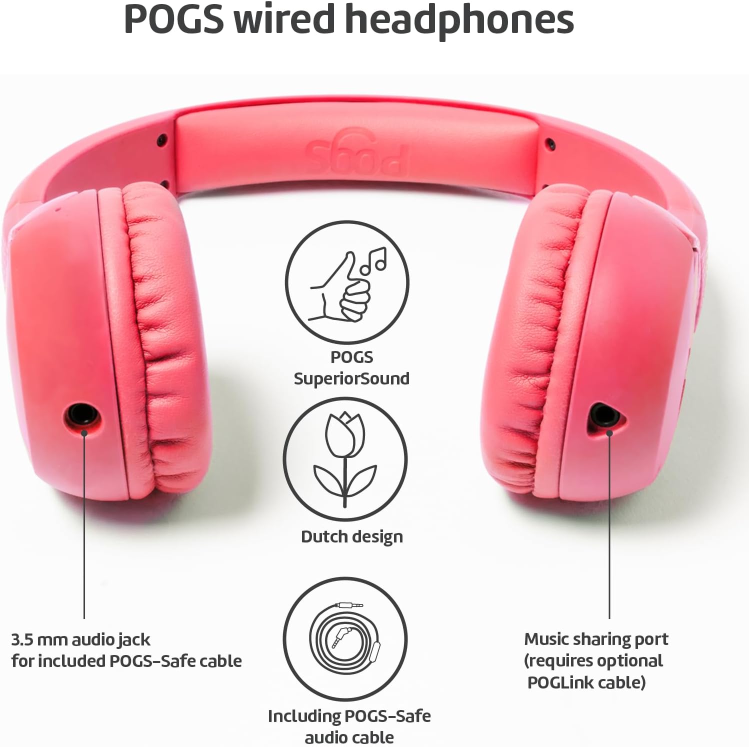 POGS Kids Wired Headphones | The Elephant 2 | Adjustable, Durable Headphones for Kids 3+ | Limited to 85 dB, Microphone | On-Ear | Music-Sharing Function Safe 3.5mm Audio Cable (3.2ft) (rPink) POGS Kids Wired Headphones | The Elephant 2 | Adjustable, Durable Headphones for Kids 3+ | Limited to 85 dB, Microphone | On-Ear | Music-Sharing Function Safe 3.5mm Audio Cable (3.2ft) (rPink)