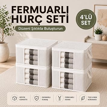 Medium Size Luxury Window Sweater-Pike-Blanket Hurcu Cabinet Organizer Hurch 40 x 30 x 30 cm - 4 Pieces (White)