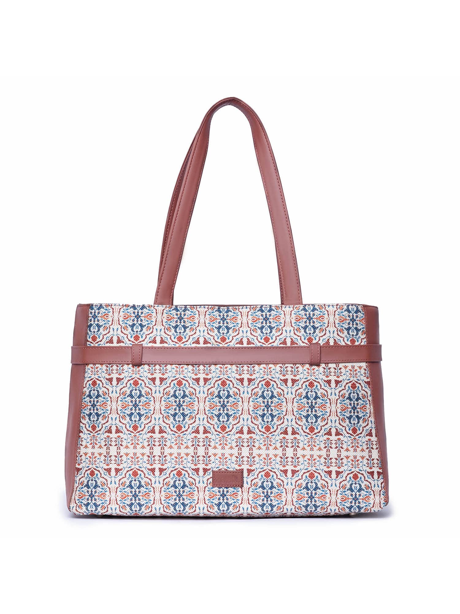 ZOUK Agra Floral Printed Womens Jute Handcrafted Vegan Leather Cream Statement Office Shoulder Bag (B0BZPBV1CG) Amazon Price History, Amazon Price Tracker