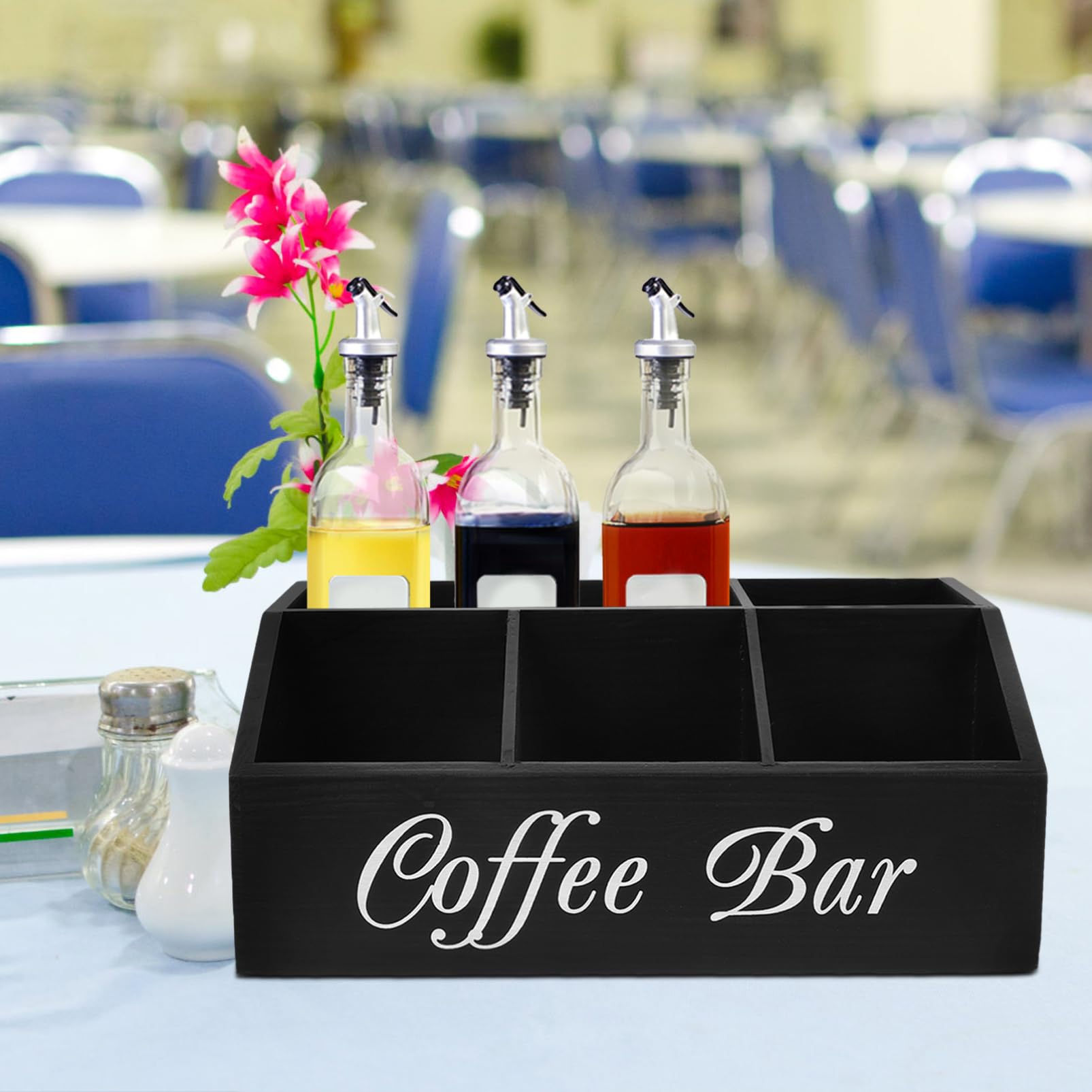 Kaffeestation -organizer Aus Holz Kaffeebar -aufbewahrungsbox Multifunktionale Organizer-box Für Arbeitsplatte Kaffee Und Tee -zubehör Strohhalme Und Taschentuchbox