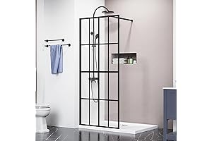 34" x 72" Shower Door Clear Tempered Glass Framed Shower Screen Walk-in Black Finish
