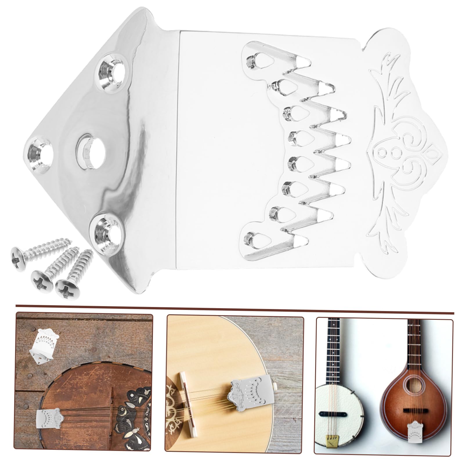ifundom Mandolin Tailpiece Chromé Métal Pour Mandoline Cordes Remplacement