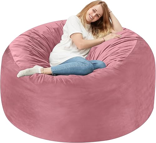 Miniatura 97 de Homguava Sillón tipo puf de 4 pies: Pufs de 4' con espuma viscoelástica rellena, grandes sillones tipo puf, sofá suave con funda de terciopelo Negro