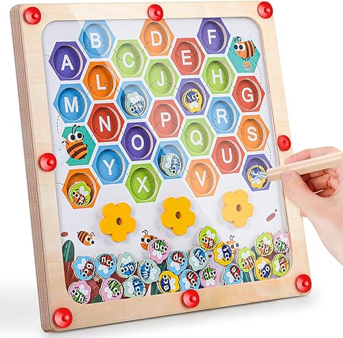 Montessori Juguetes para niñas de 3 años, tablero magnético del alfabeto, juguetes de aprendizaje ABC para niños de 3 a 5 años, juguetes educativos