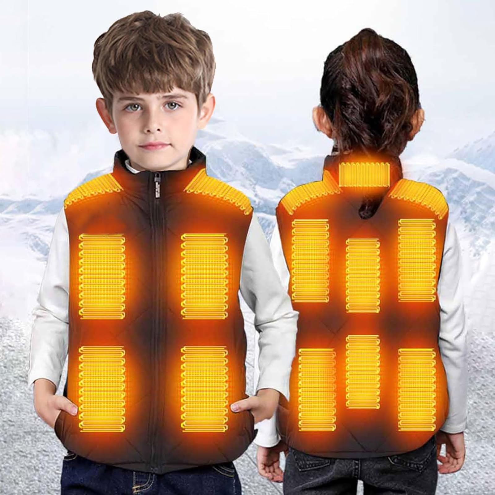 Generisch Gilet chauffant intelligent sans manches pour garçon, batterie rechargeable, sous-vêtements thermiques pour temps froid, équipement d'hiver pour enfants