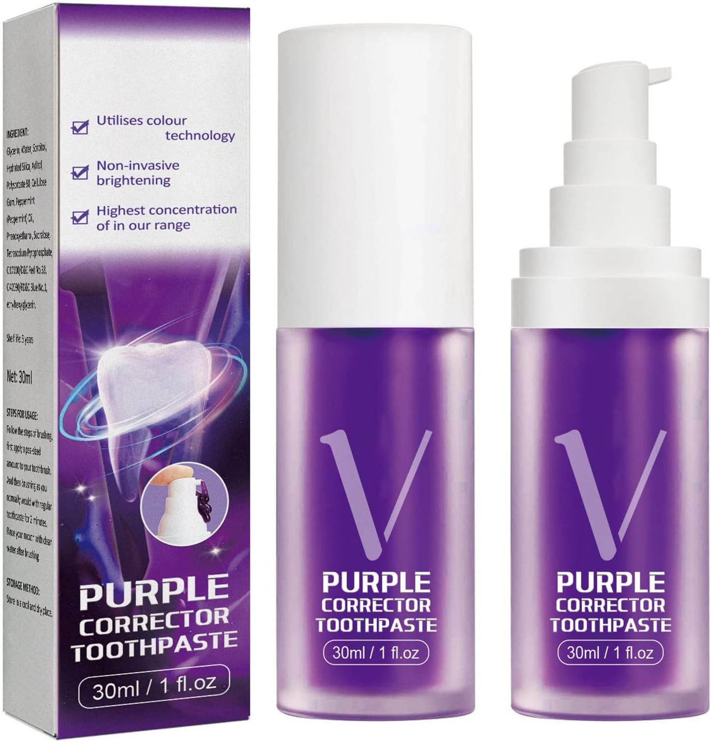 Whitening Dental Mousse,Yellow Removal Purple Toothpaste