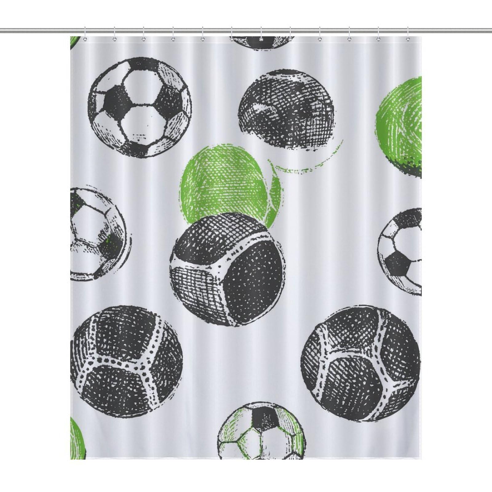 Sports Balls Print Shower Curtain Bath Curtains for Bathroom Fabric Liner with Grommets Hooks 60x72Inch?152x183cm?