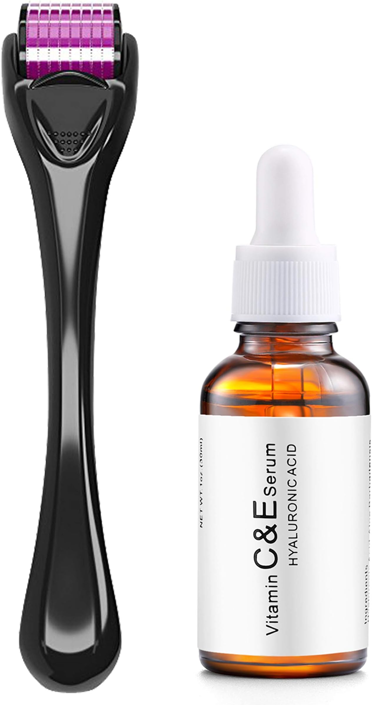 Niddix Derma Roller Kit 0.5Mm And Vitamin C Serum With Hyaluronic Acid Facial Serum- Best Quality 540 Microneedle Organic Vitamin C Serum Micro Needles Acne Scar Anti Aging Wrinkles