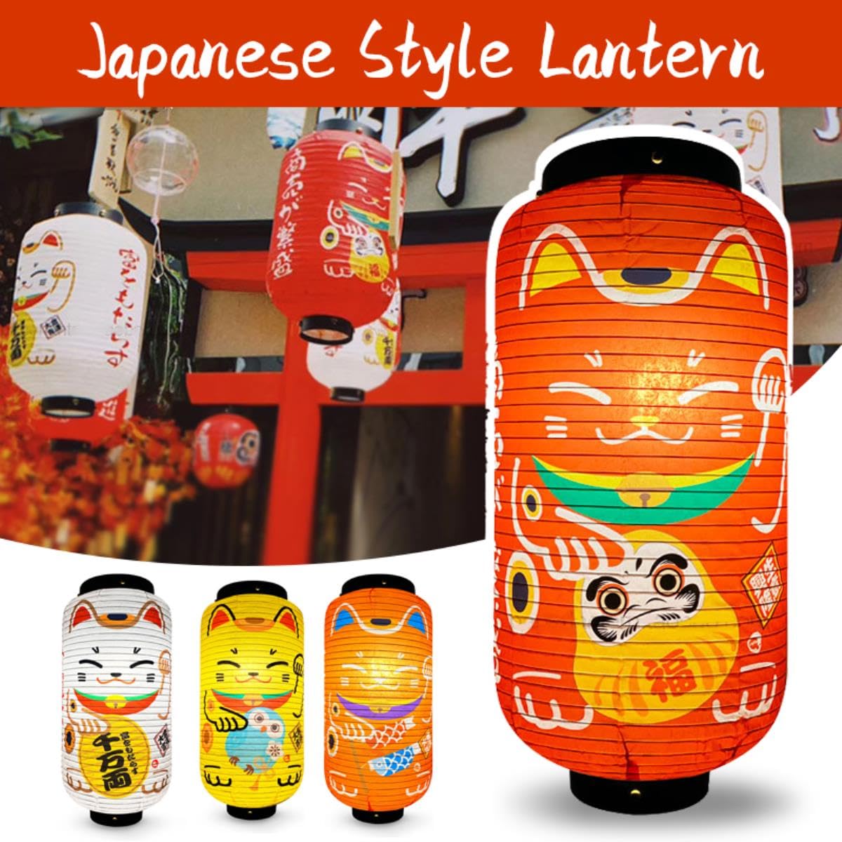 Lucky Cat Linterna De Papel Pantalla De Lámpara Izakaya Sushi Restaurante Bar Apertura Decoración Linterna Cartel Publicitario-1,20X45cm