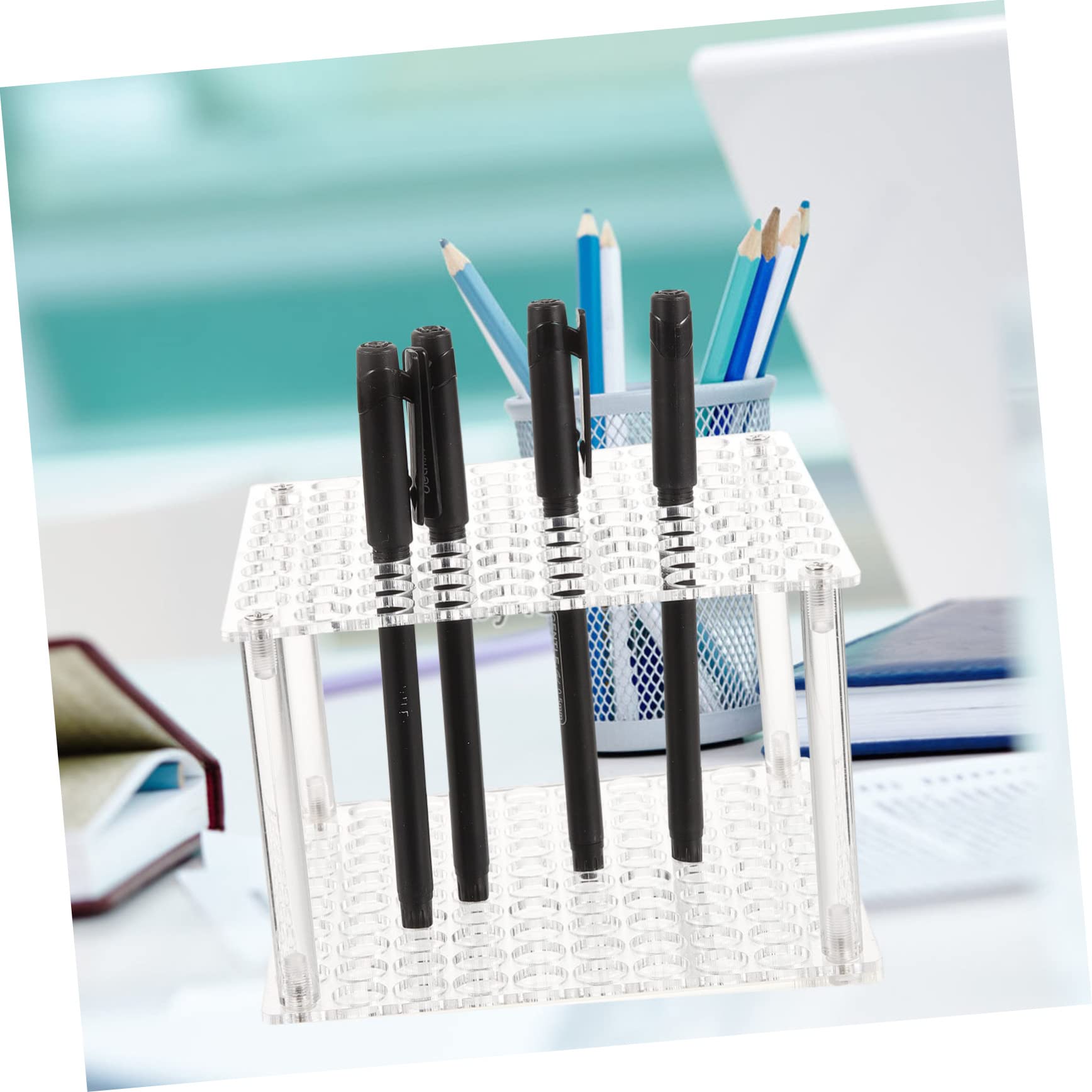 4pezzi Portapenne Acrilico Trasparente Per Ufficio e Casa Organizer Per Pennelli e Matite Supporto Per Articoli Da Scrivania Design Elegante e Funzionale Per Studio e Atelier