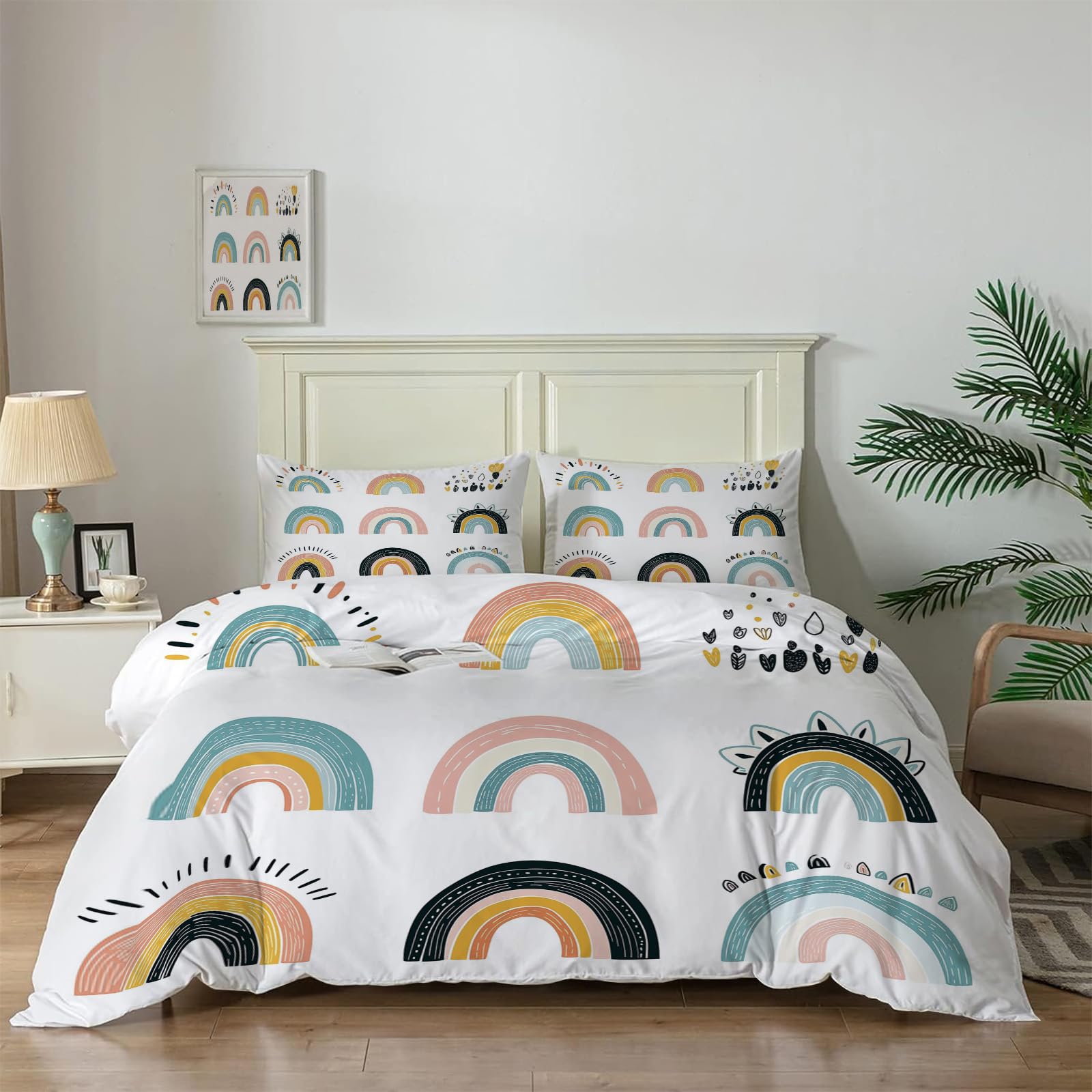 Housse de couette arc-en-ciel douce : literie légère contre la chaleur de nuit
