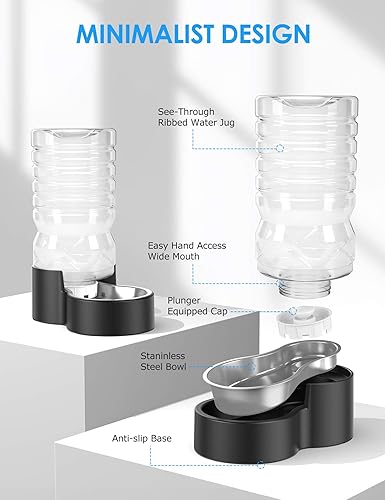 Miniatura 6 de Dispensador automático de agua para perros de 2.1 galonesBoca ancha para una fácil limpieza a manoTazón de acero inoxidable extraíble, recarga por