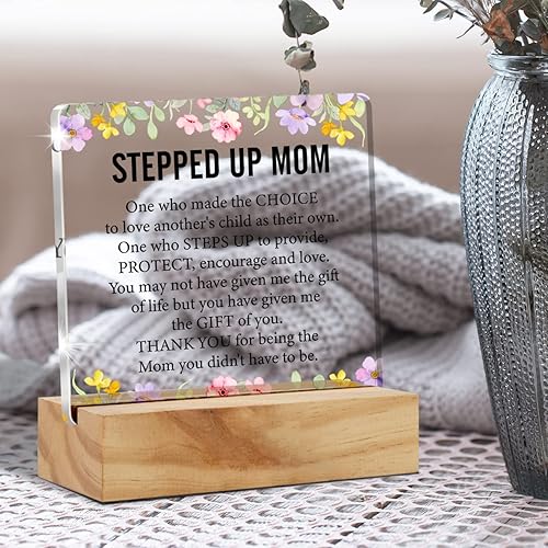 Miniatura 4 de Regalo para madrastra para madrastra, decoración de escritorio de agradecimiento con soporte de madera, letrero de recuerdo de recuerdo