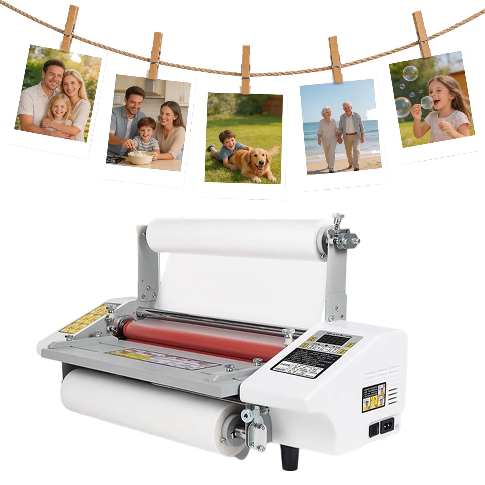 Plastificadora profesional A3 350mm Caliente y Frío, Regulación de Tensión y Presión, velocidad ajustable de 0,5 a 3 m/min, Anti-ondulación, Doble y Simple Cara, para Escuela, Oficina y Comercial