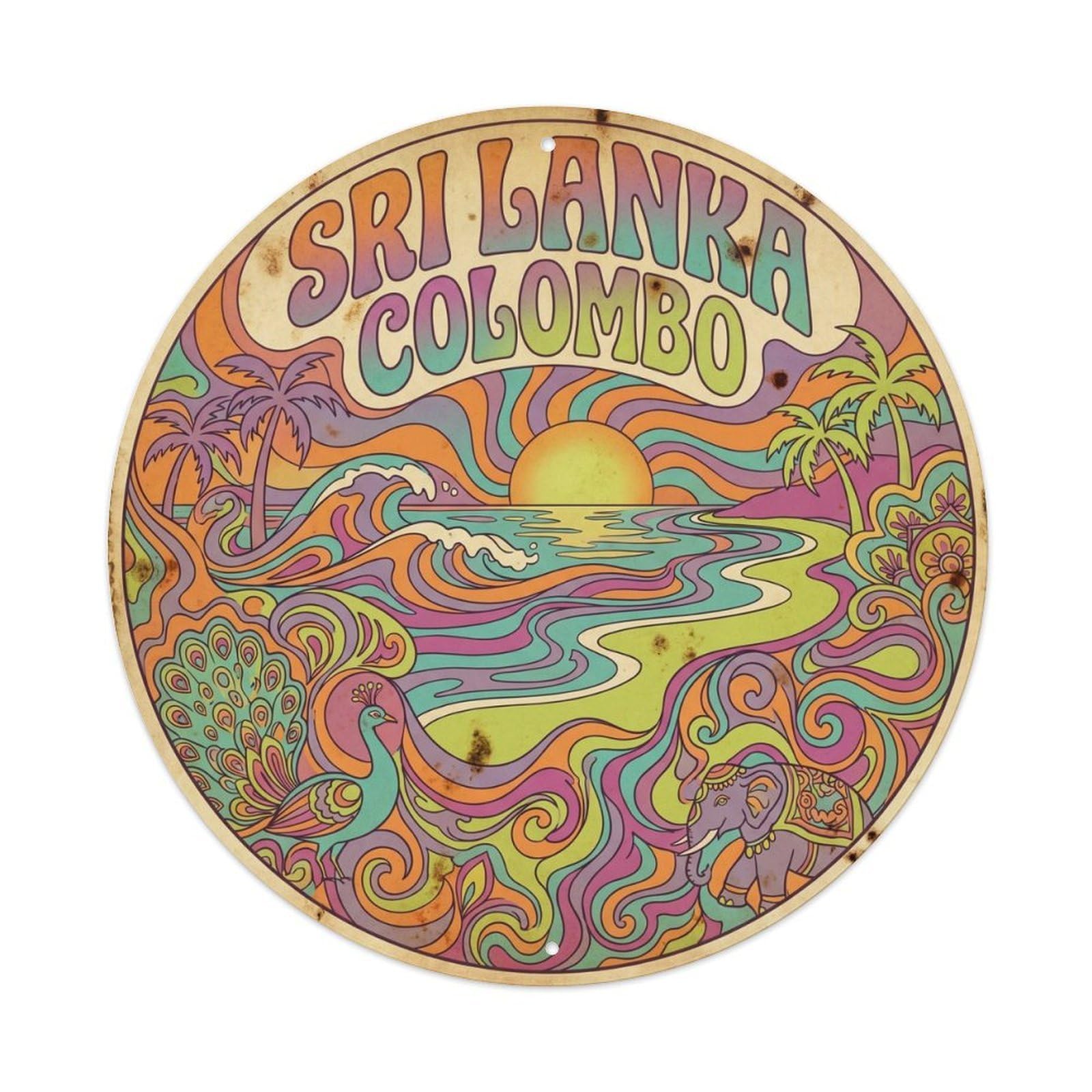 Sri Lanka Colombo Beach Destination Bold Psychedelic Metal Tin Sign