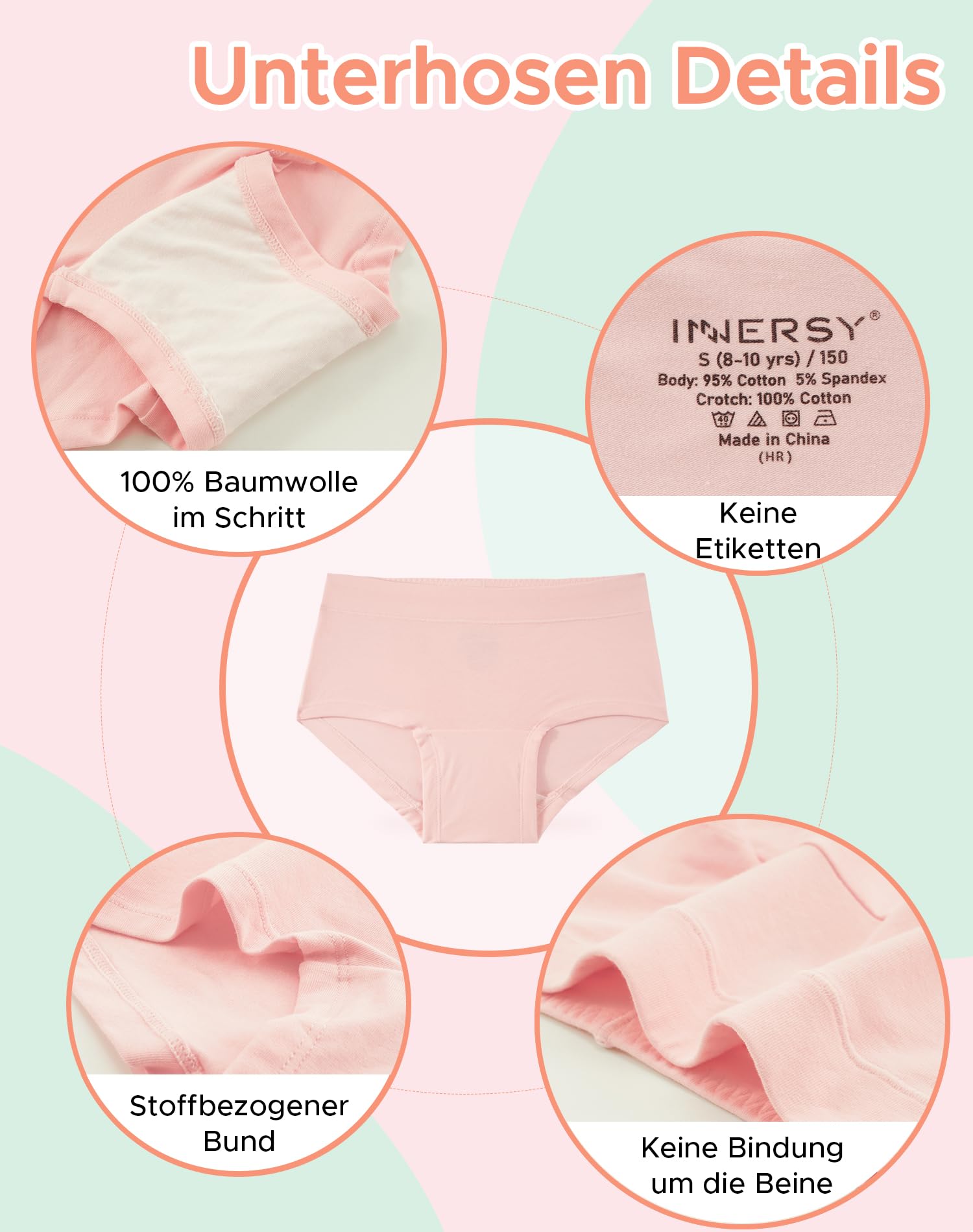 INNERSY Mutande Ragazza Boxer Cotone Sportivo Boyshort Elasticizzato 8-16 Anni Intimo Pacco da 5