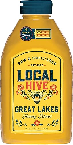 Colmena local miel cruda y sin filtrar mezcla 100 de los Grandes Lagos de Estados Unidos 40 onzas