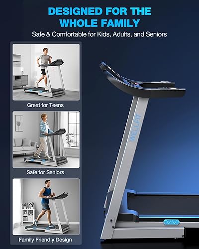 Miniatura 3 de WELLFIT - Caminadora plegable con inclinación automática - Alfombrilla de caminar de escritorio con inclinación del 10%, barra de agarre, capacidad