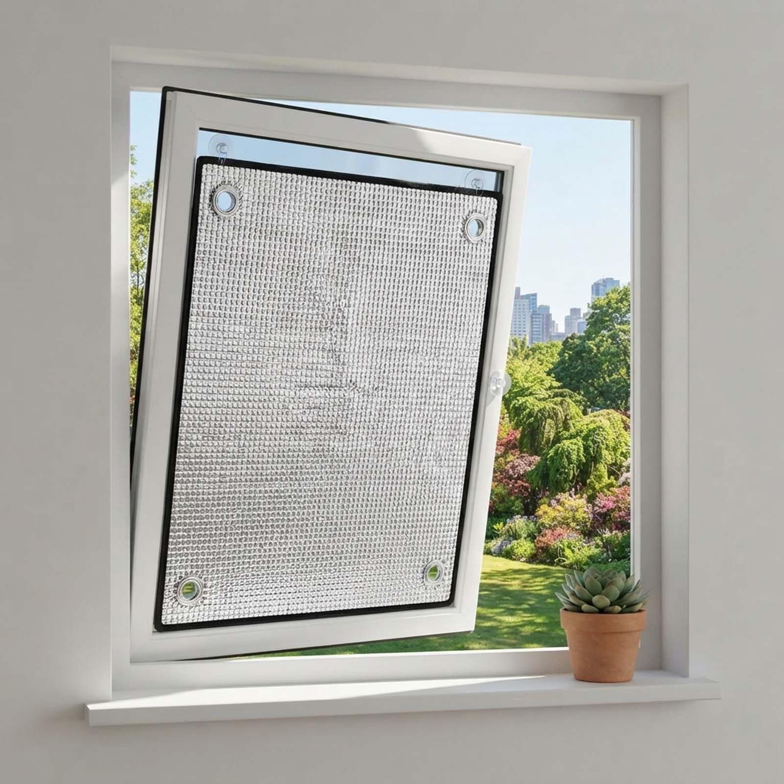 HUHJYUGE Heat Insulation Film For Windows, Aluminum Foil Sun Shade Curtain, Reflective Window Film Blackout Cover, Sun Blocking Panel with UV Protection, Privacy Shade Solution For Bedroom