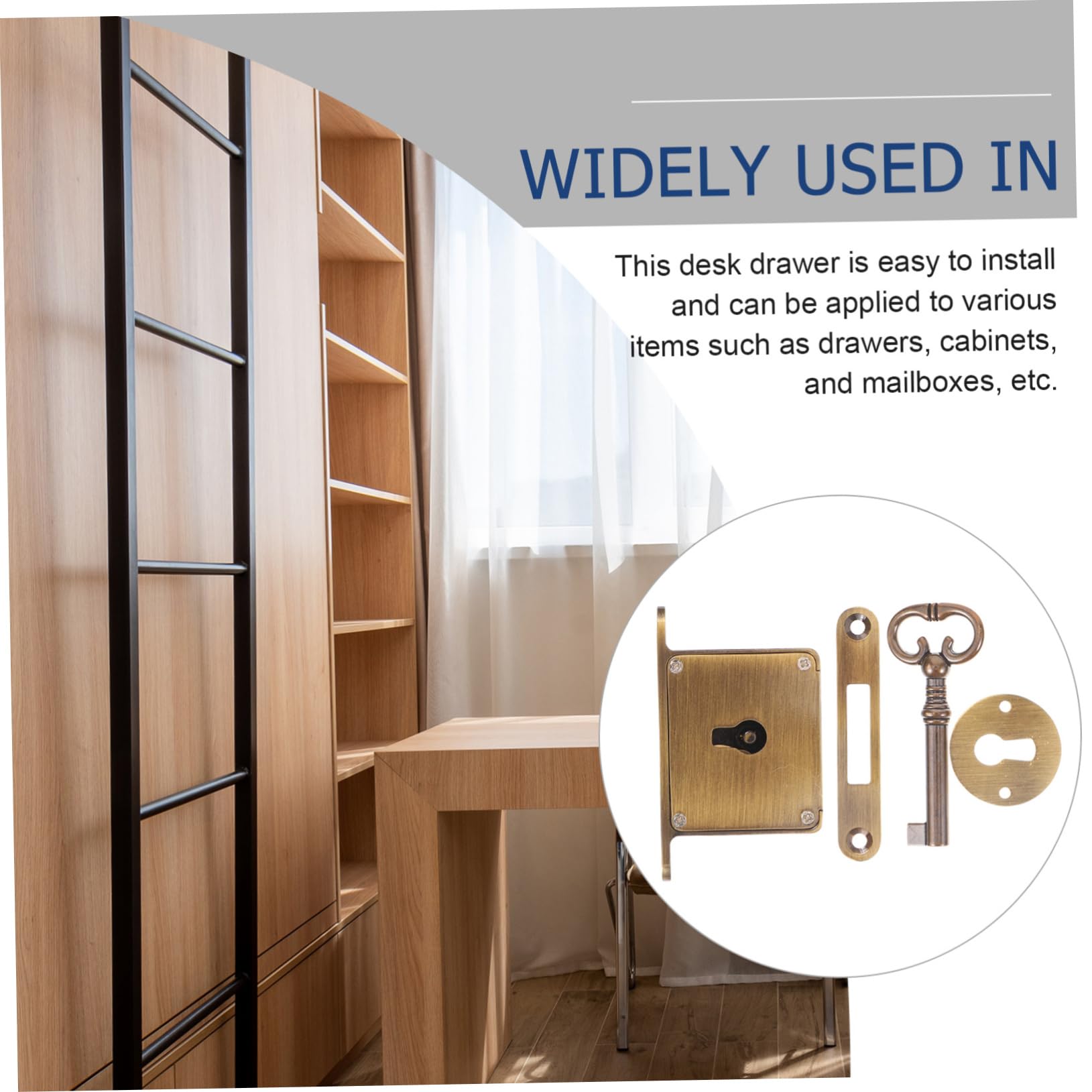 4 Ensembles Serrure à Vintage Laiton Verrou de Remplacement pour Serrure Sécurisée avec Clé pour Armoire Design Rétro Élégant