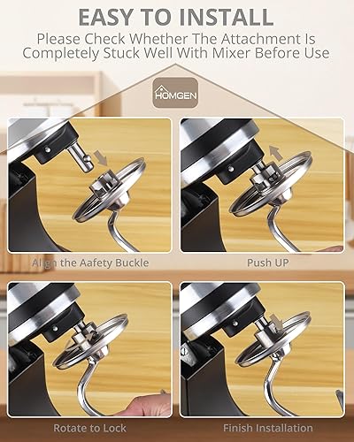 Miniatura 7 de HOMGEN Fit 4.5-5 Qt Kitchenaid - Gancho de acero inoxidable para mezclador de masa en espiral de acero inoxidable, accesorio para batidora de