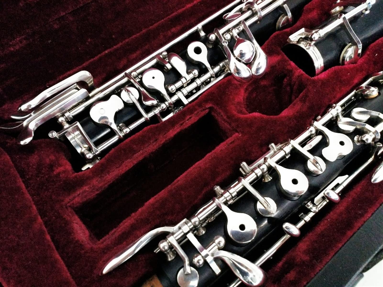 ZUZU Profesional Ebony C Key Oboe Cupronickel Plateado Instrumento De Plata con Caja De Cuero Reed Piezas de Oboe (Color : Bakelite)