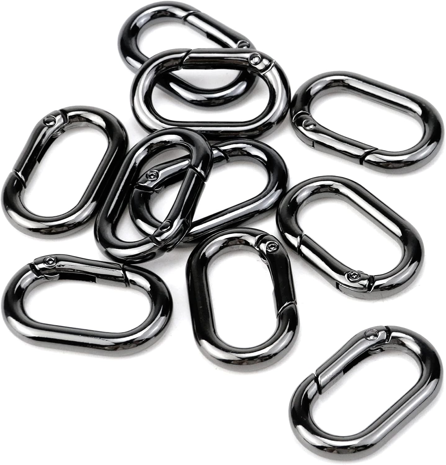 Spring Oval Rings Metal Spring Snap Clip Round Keychain Key Ring Clips Oval Ring Buckle for Bags, Purses, Handbag, DIY Craft