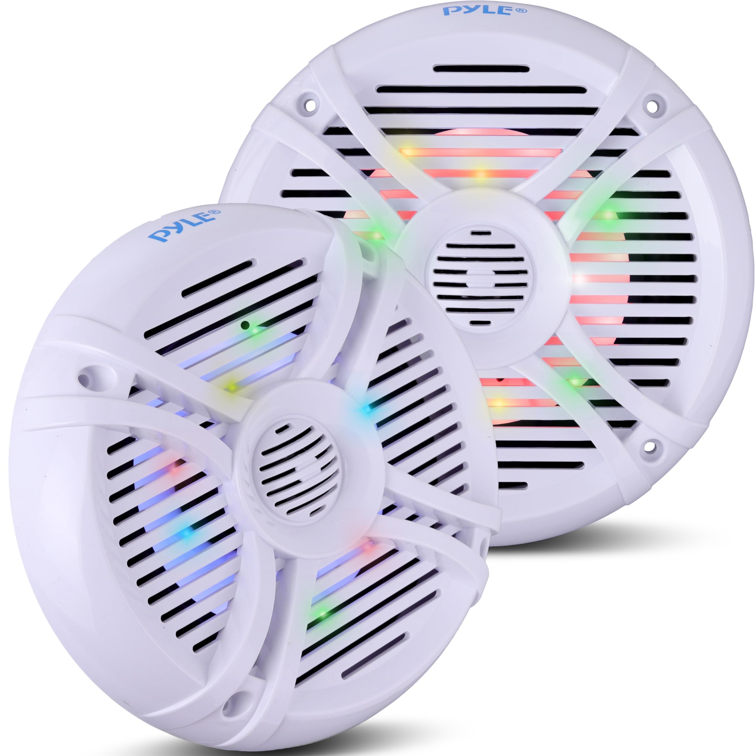 Pyle 6.5”/16.5cm Dual Waterproof Marine Speakers, 250W Outdoor Car/Boat Radio Stereo Speakers Waterproof/Weatherproof Marine Stereo Speakers System Pair, LED Light Mount Kit Speaker