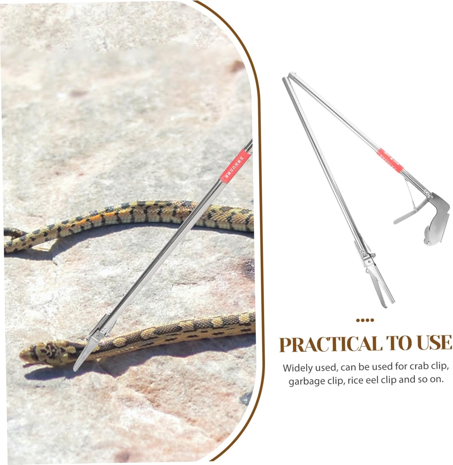 Stainless Steel Snake Catcher Tool Practical Snake Grabber Non- Grip Gardens and Zoos Design for Easy Storage