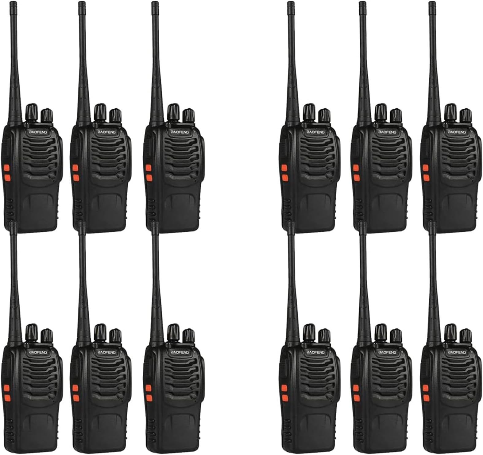 BAOFENG BF-888S Walkie Talkies for Adults Long Range Handheld 12 Pack | 16 Channel Walky Talky Rechargeable Two-Way Radios with Earpiece, with Flashlight for Team, School, Hunting, Skiing