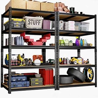 2 Pack Storage Shelves Heavy Duty, Garage Shelving Units, 2400LBS | Shelves for Garage Storage, Sturdy Shelving, 16"D x 35.5"W x 72"H Each, Easy Assembly, Basement Pantry Workshop Warehouse