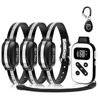 PetJoy 3 Dog Shock Collar for Large Dogs, Automatic Bark Collar with Remote, Bark and Training Collar Combo, Shock Collar with 5 Adjustable Levels of Sensitivity - Amazon product rated Grade A