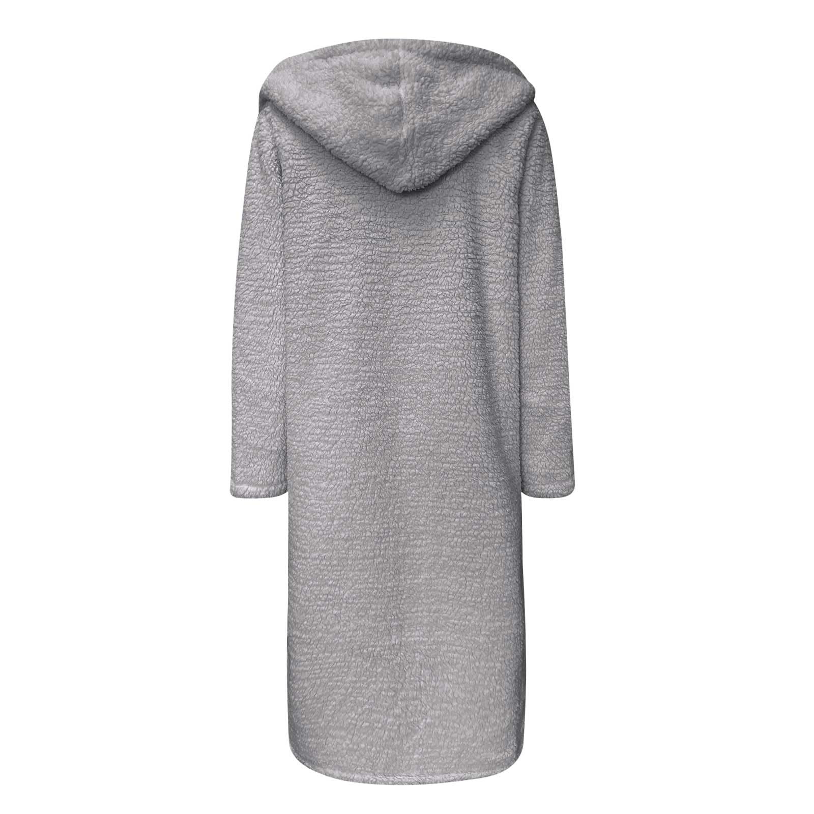 Generisch 2026 Mujer Invierno 2024 Manga Larga Sólido Forro Polar Frente Abierto Con Chaqueta Chaqueta Con Bolsillos Talla Grande Abrigo