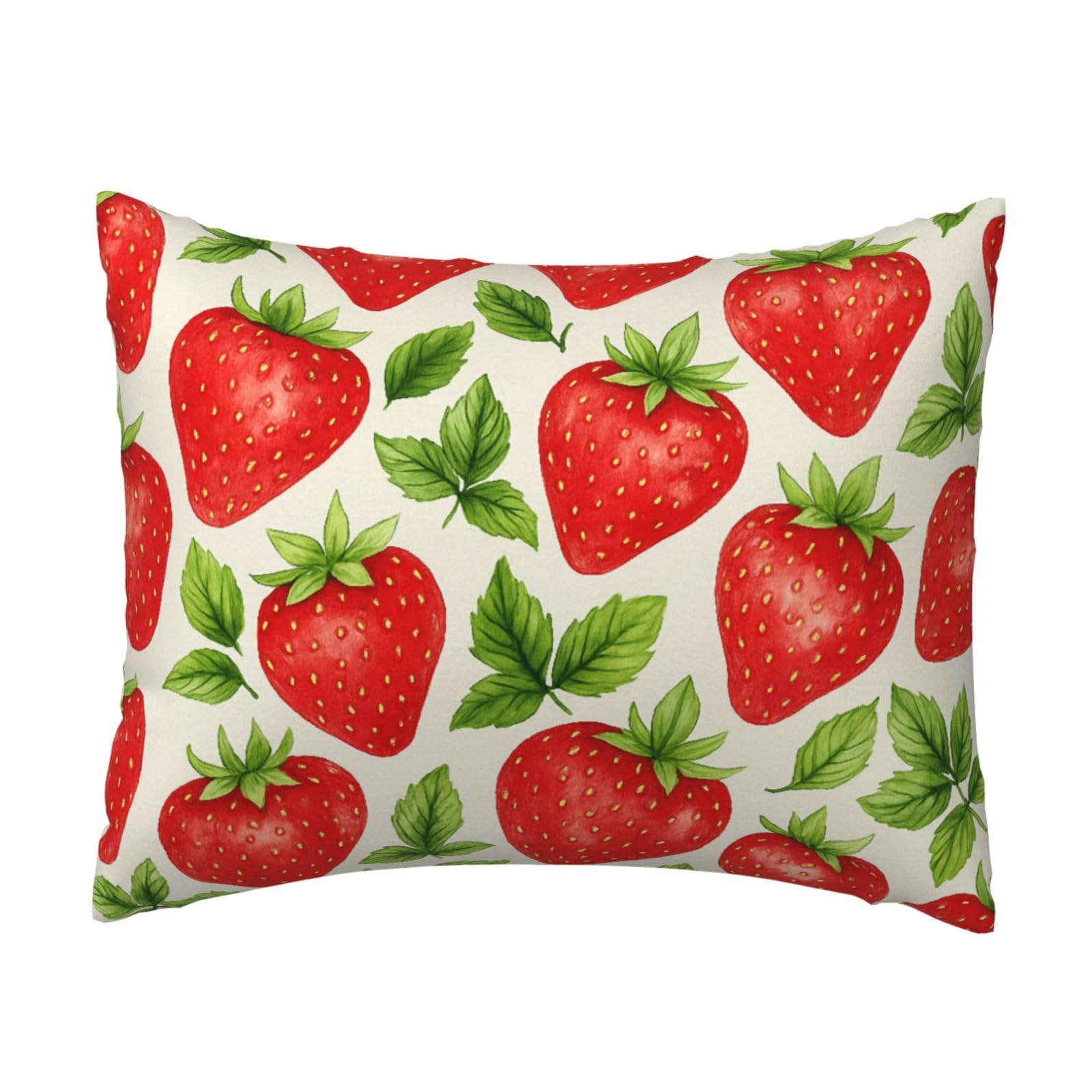 Juicy Strawberry and Leaves Pillowcase Soft Plush with Zipper Decorative Pillowcovers 16x20 in