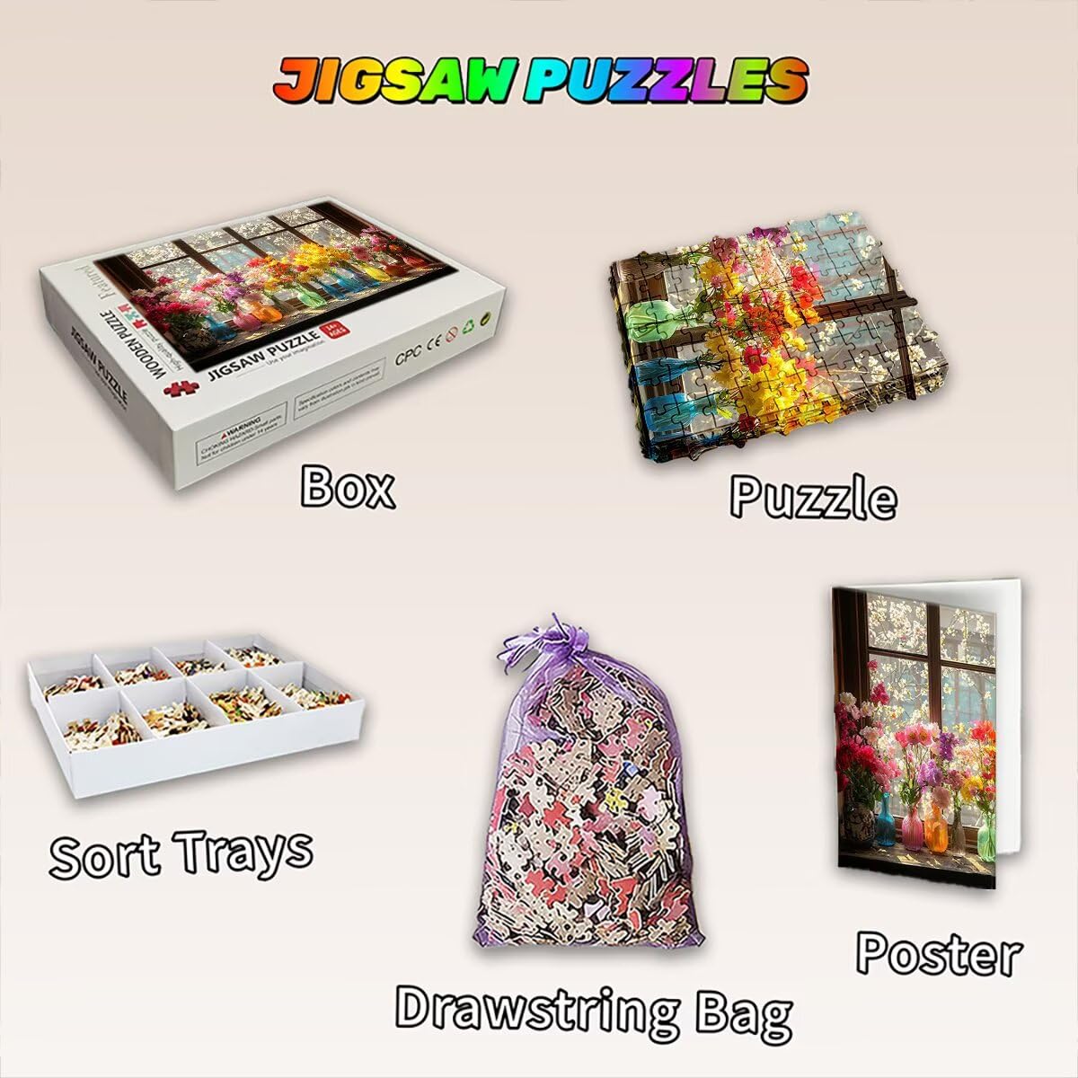 Puzzle 4000 sztuk kwiat, butelka logiczna, puzzle 4000 sztuk dla dorosłych, drewniane puzzle z pudełkiem prezentowym, puzzle dla dorosłych dla całej rodziny, oryginalne prezenty dla kobiet 141 x 87 cm