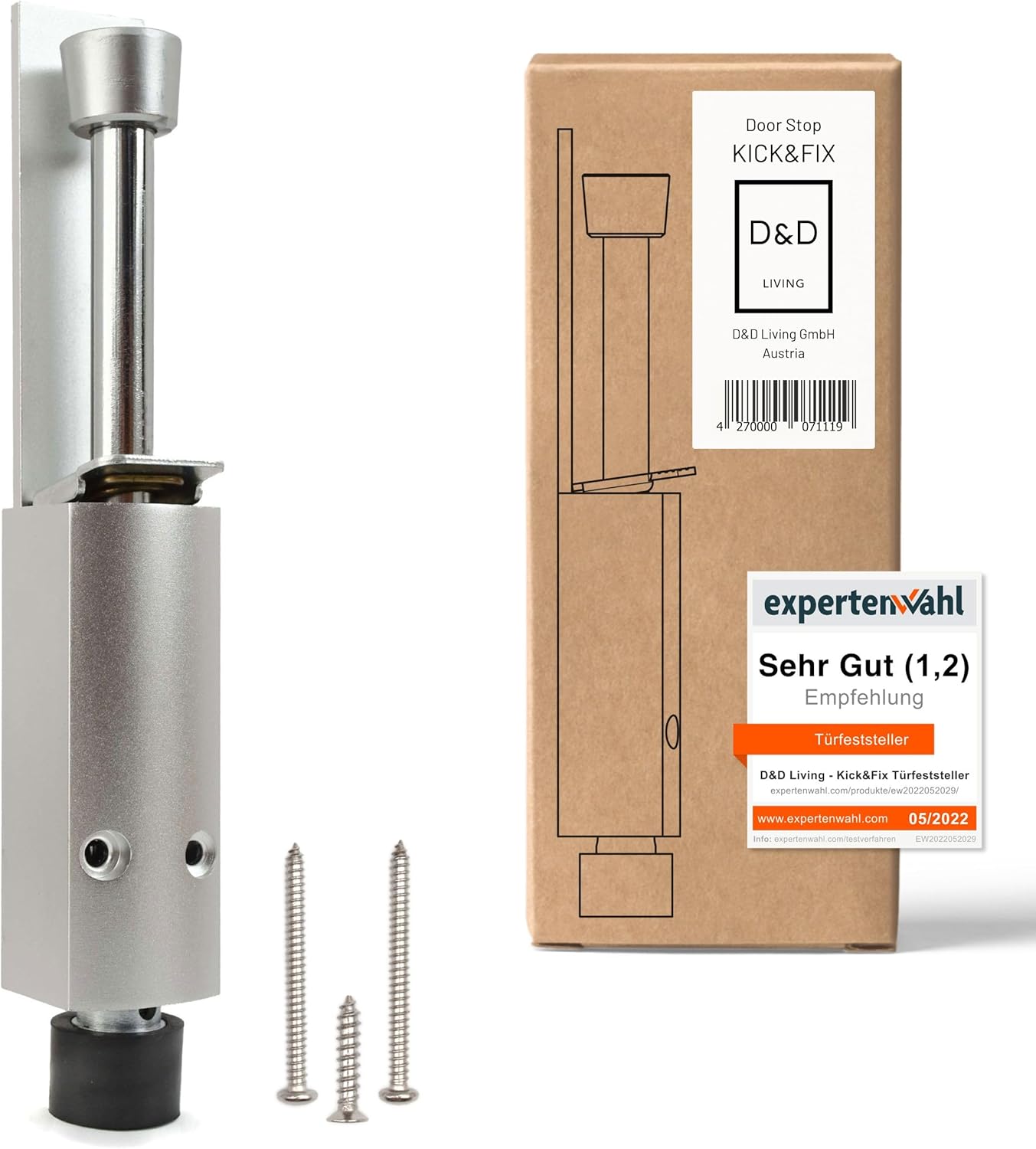 Kickdown Door Stop - Heavy Duty Door Stopper with Kick Down Step - Foot Operated Door Holder for Outdoor and Commercial Use