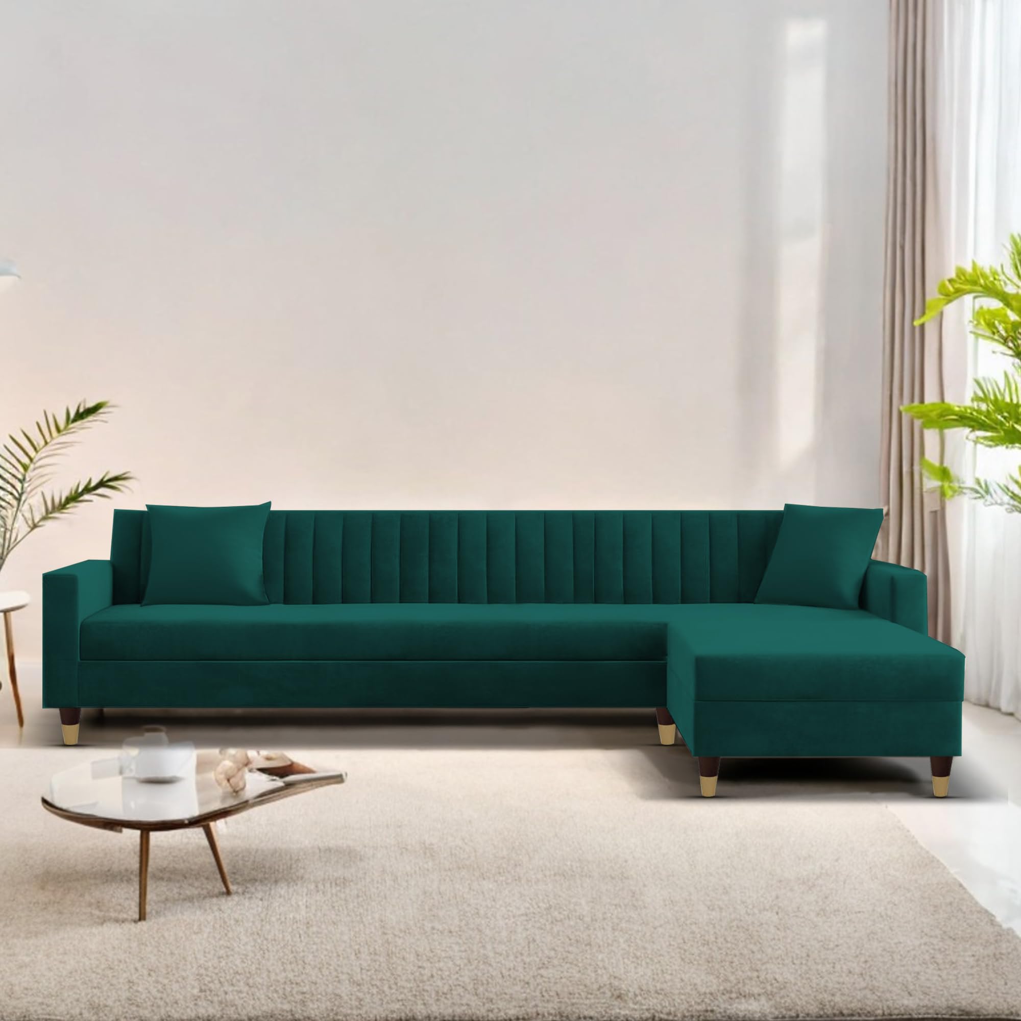 Casaliving Garcia RHS 6 Seater L Shape Sofa Set for Living Room (Pine - Colour) Premium Fabric Sofa Set-image-42