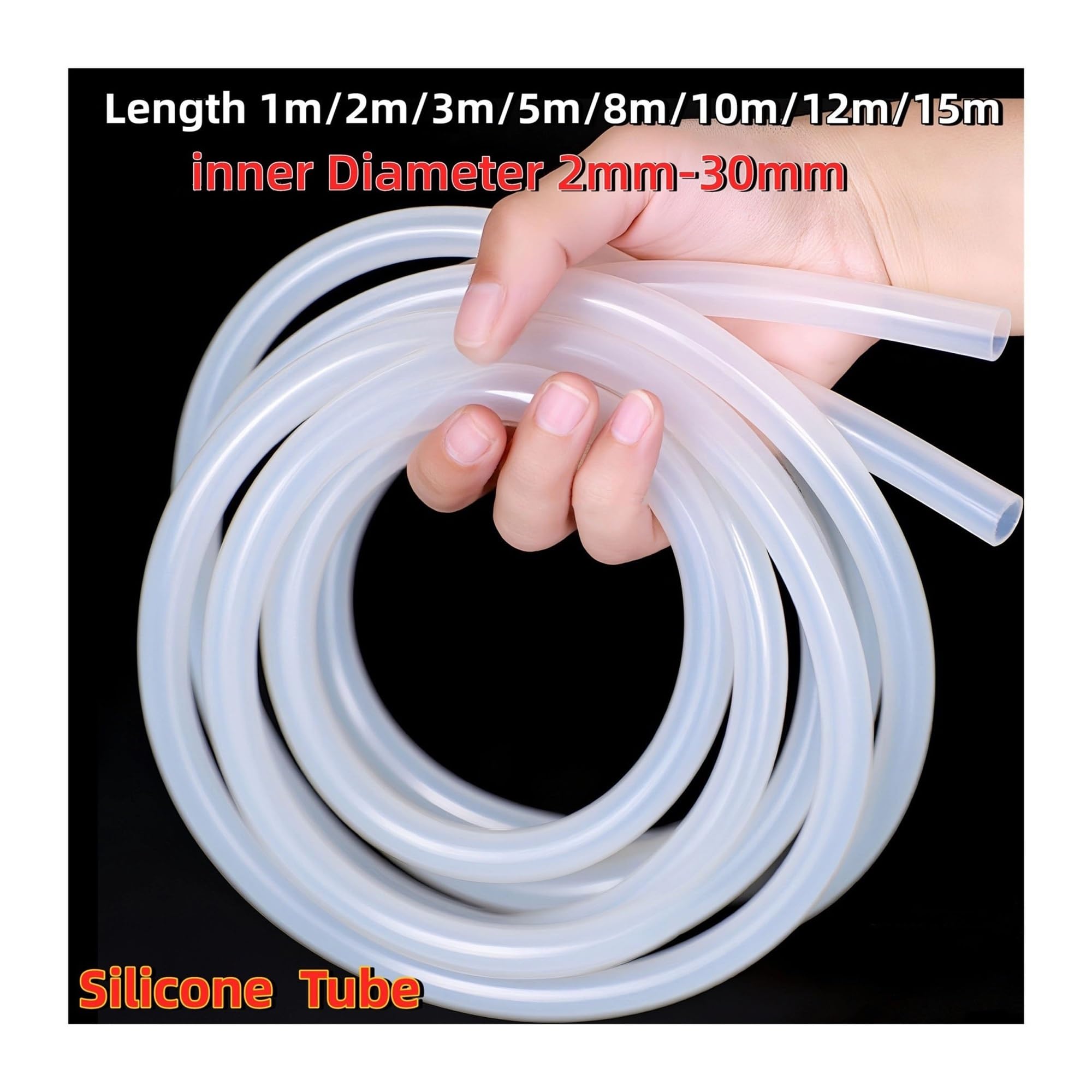 Tubo silicone trasparente flessibile 4-30mm pompa acquario | Morbido atossico resistente, adatto pompe peristaltiche e vasche(8 Meter,ID 8mm X OD 12mm)
