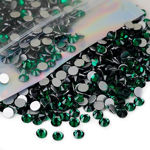Miniatura 5 de ss20 - Paquete de 1440 diamantes de imitación de cristal esmeralda con parte trasera plana de 0.197 in de color verde oscuro para vasos brillantes,