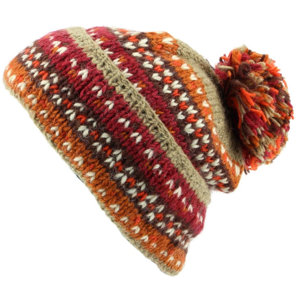 Loudelephant Unisex Rusty Brown Chunky Wool Knit Baggy Slouch Beanie Bobble Hat