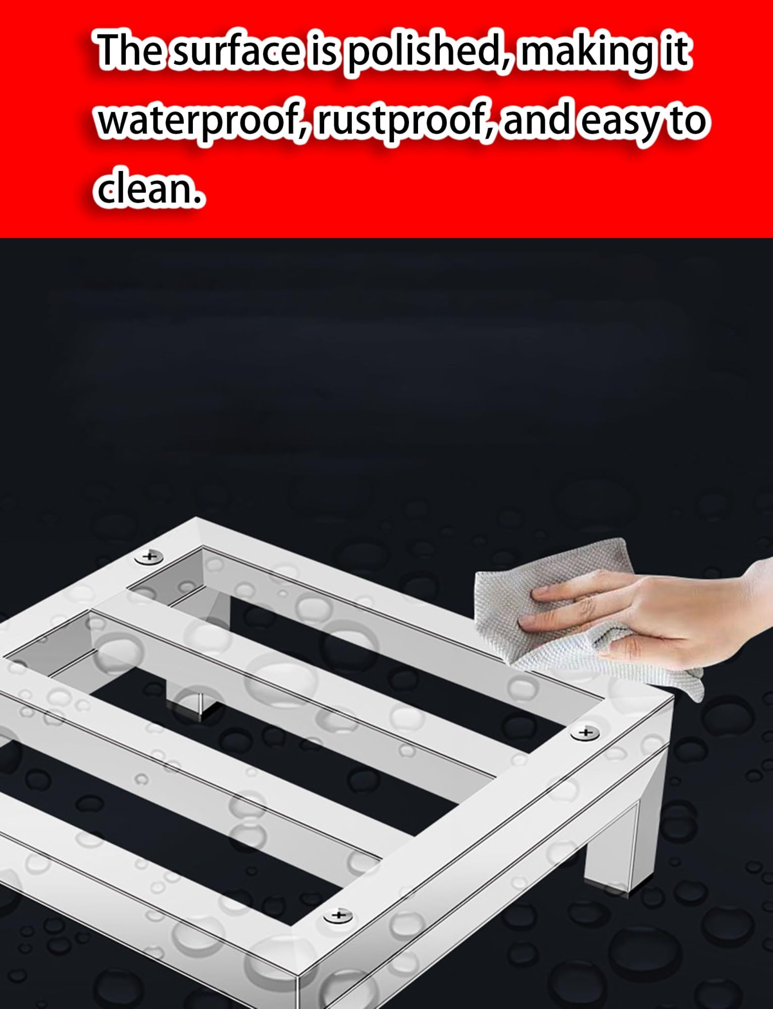 Wytrzymały stojak podwyższający ze stali nierdzewnej do lodówek i pralek, uchwyty podłogowe, podstawa do przechowywania, konstrukcja z dzieloną paletą ułatwiająca czyszczenie i przepływ powi