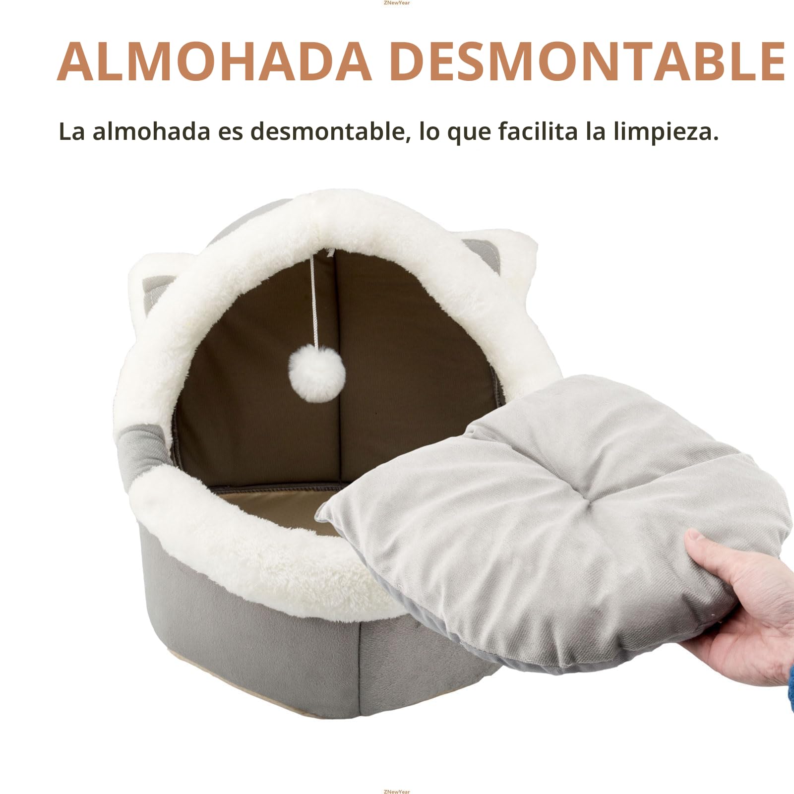 Camas para Gatos para Interiores con Juguete Colgante, Cama pequeña para Perros Antideslizante, Tienda de campaña para Gatitos, Almohada Acolchada extraíble,Ideales para Gatos y Cachorros o Conejos
