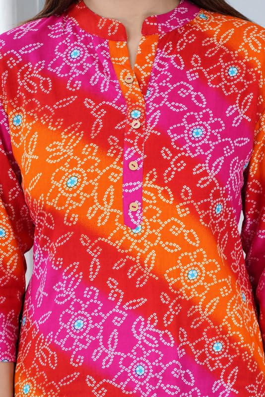 Image of Jikonet Women's Printed Rayon Straight Short Kurti