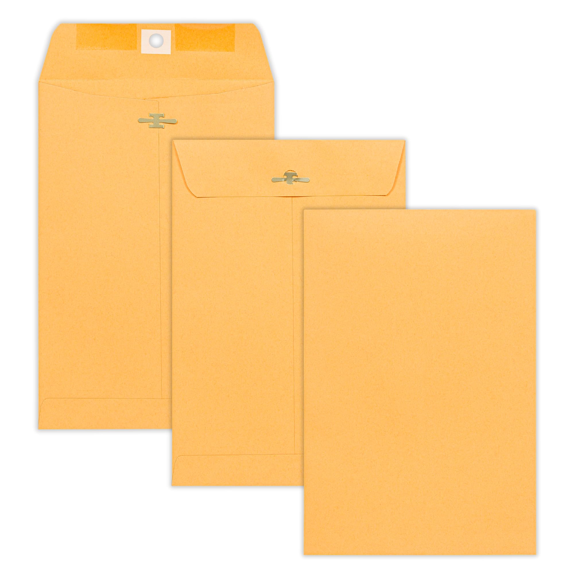 6x9 Clasp Envelopes – 10 Pack Brown Kraft Catalog Envelopes with Clasp Closure & Gummed Seal – 28lb Heavyweight Paper Mailing Manila Envelopes for Home, Office, Business, Legal or School